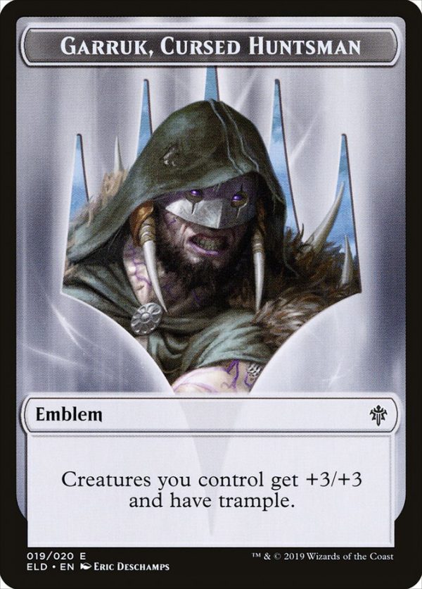 Garruk, Cursed Huntsman Emblem [Throne of Eldraine Tokens] For Discount